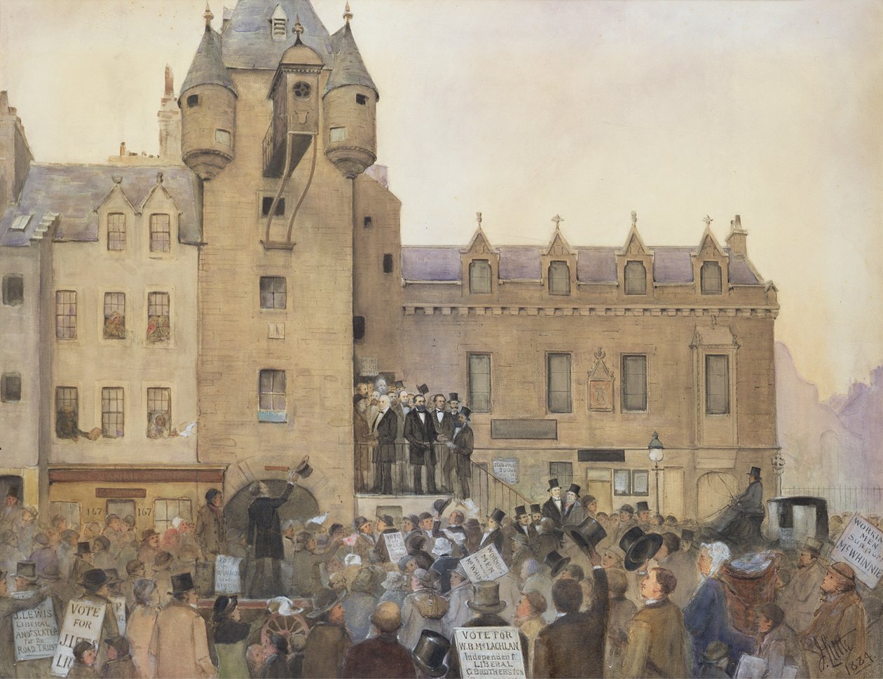 Ennen äänestyslakia, Canongate Tolbooth, Edinburgh, 1884. tekijältä J. Little