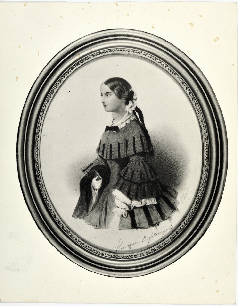 Muotokuva Florence Nightingalesta, n. 1840 (pienikokoinen) (bw kuva) tekijältä J. Rawlins