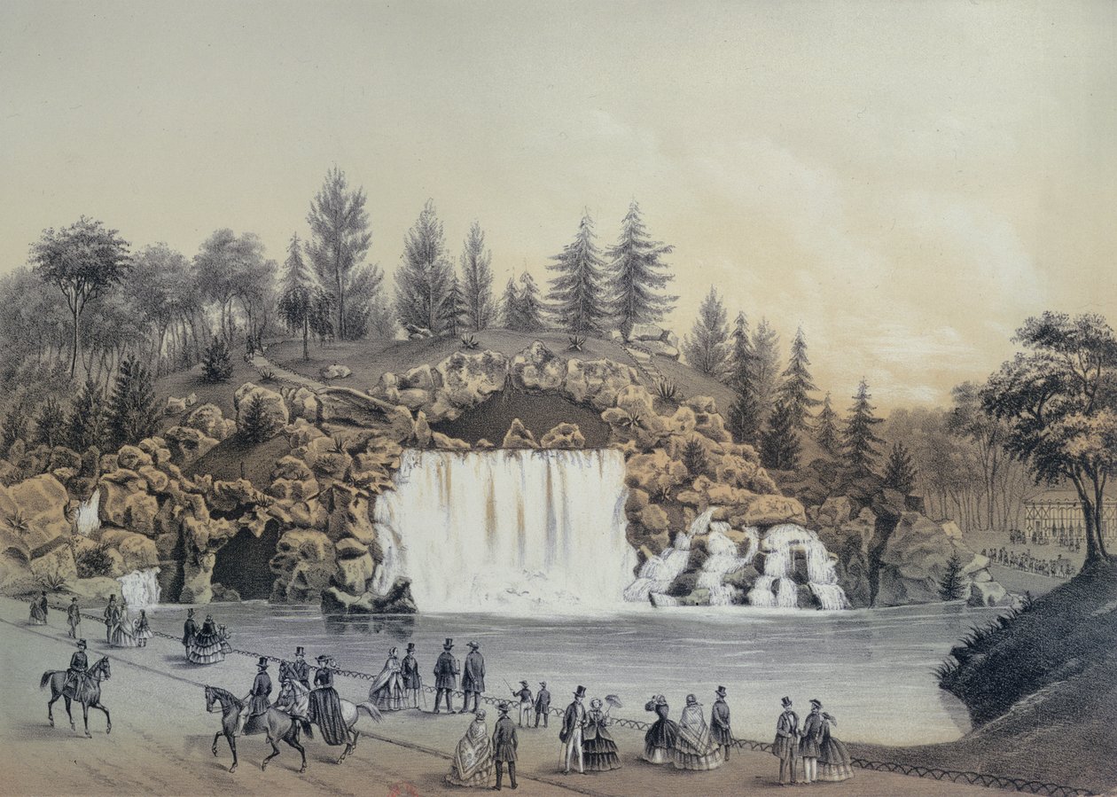 The Big Cascade Bois de Boulognessa Pariisissa, julkaisija Caudrilier, 1860 tekijältä J. Walter