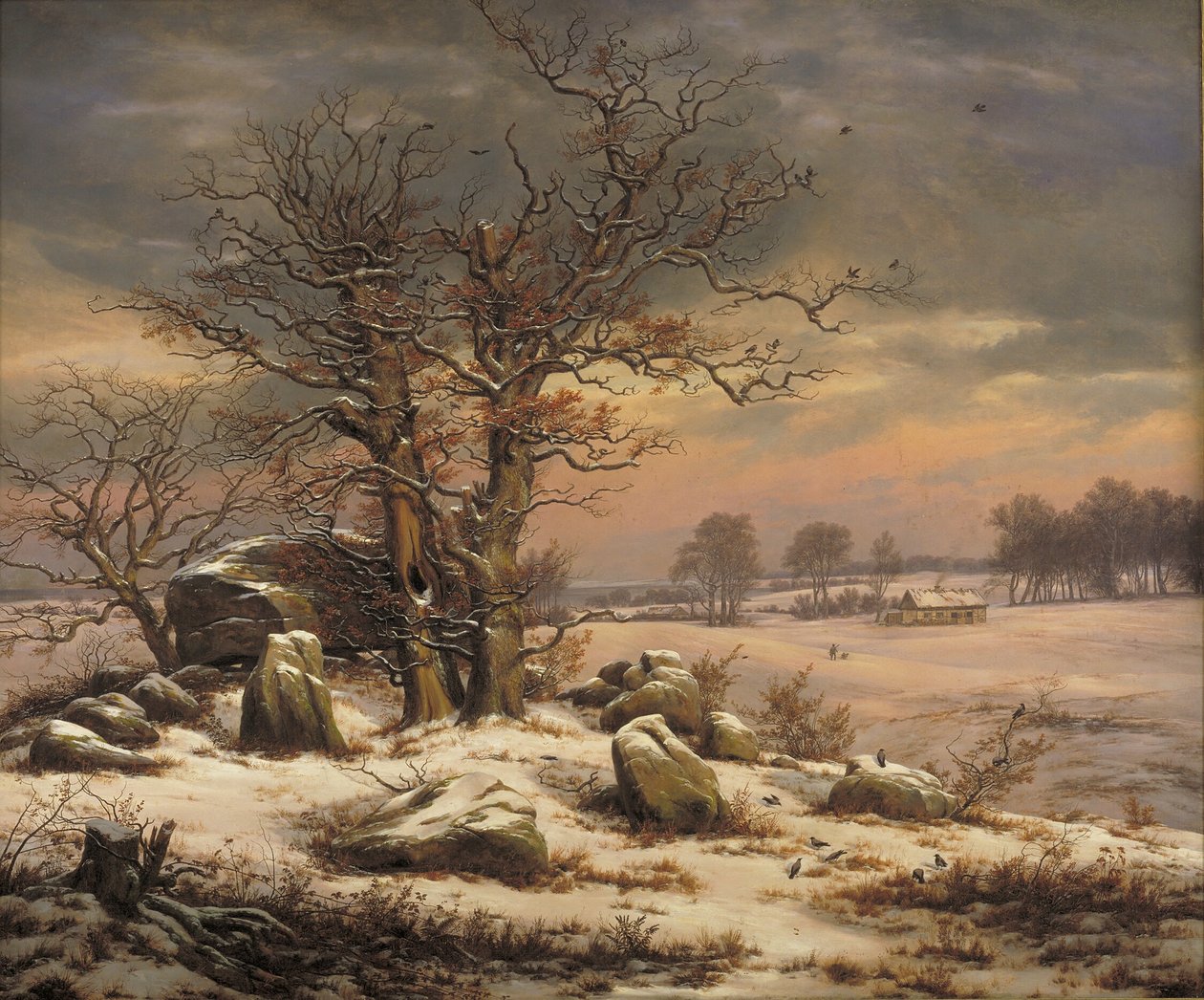Talvimaisema lähellä Vordingborgia, Tanska tekijältä Johan Christian Dahl
