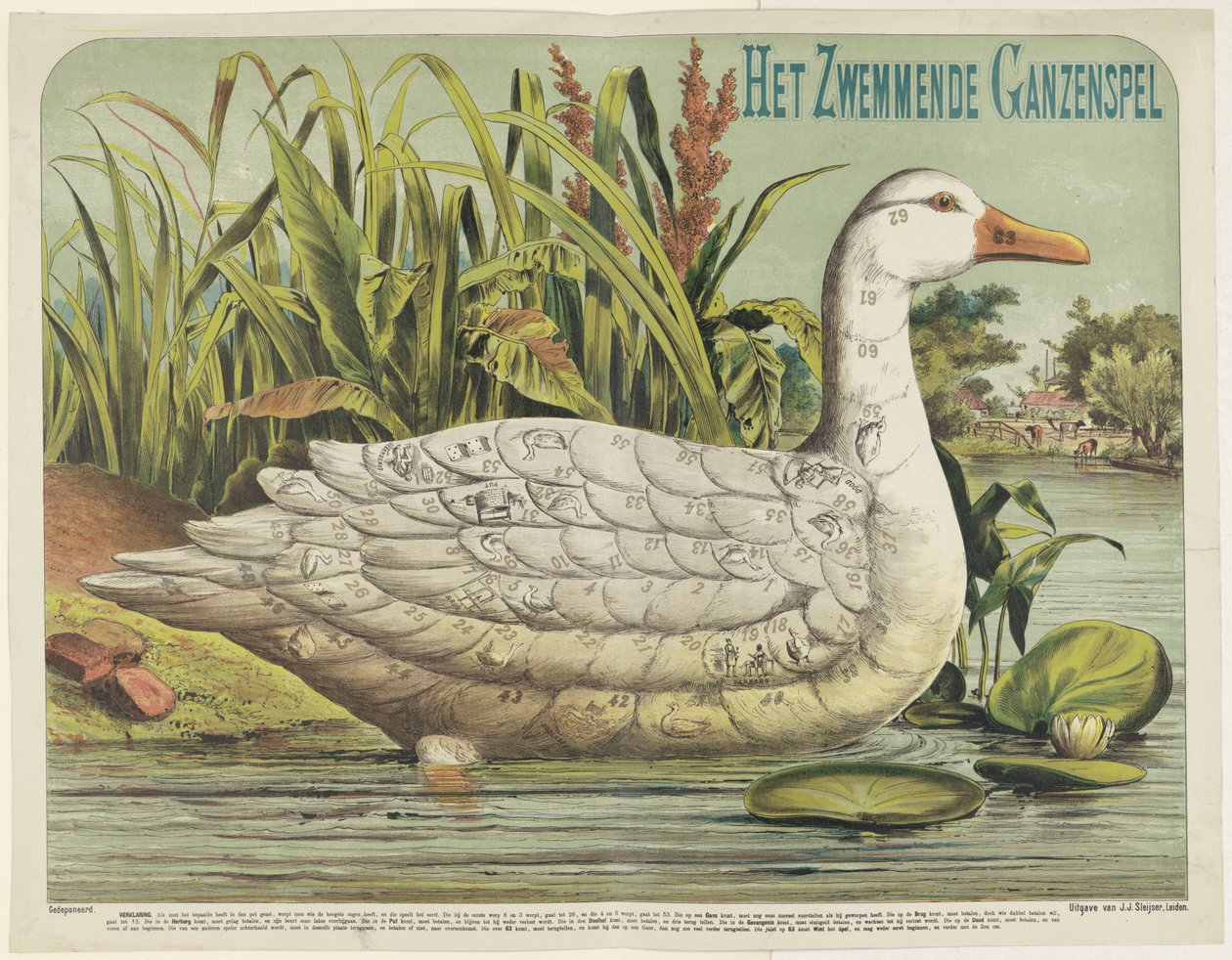 The Swimming Goose Game (otsikko esineessä) tekijältä J.J. Sleijser