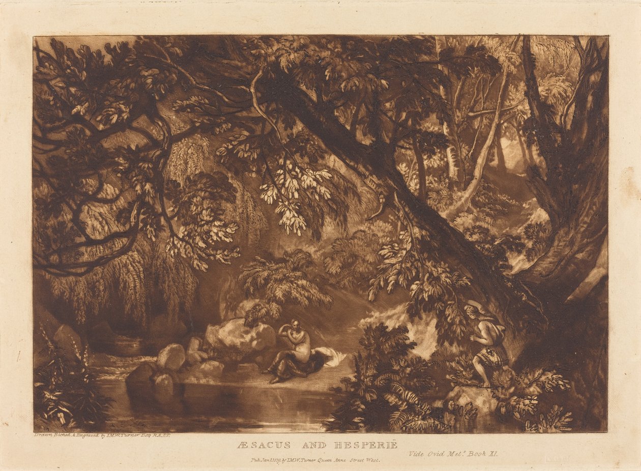 Aesacus ja Hesperie, julkaistu 1816. tekijältä Joseph Mallord William Turner