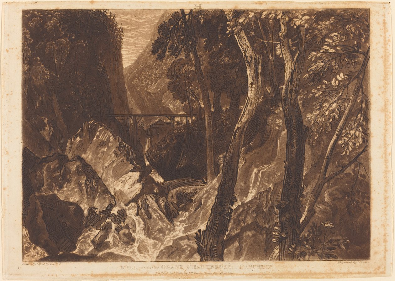 Mylly lähellä Grand Chartreusea, julkaistu 1816. tekijältä Joseph Mallord William Turner