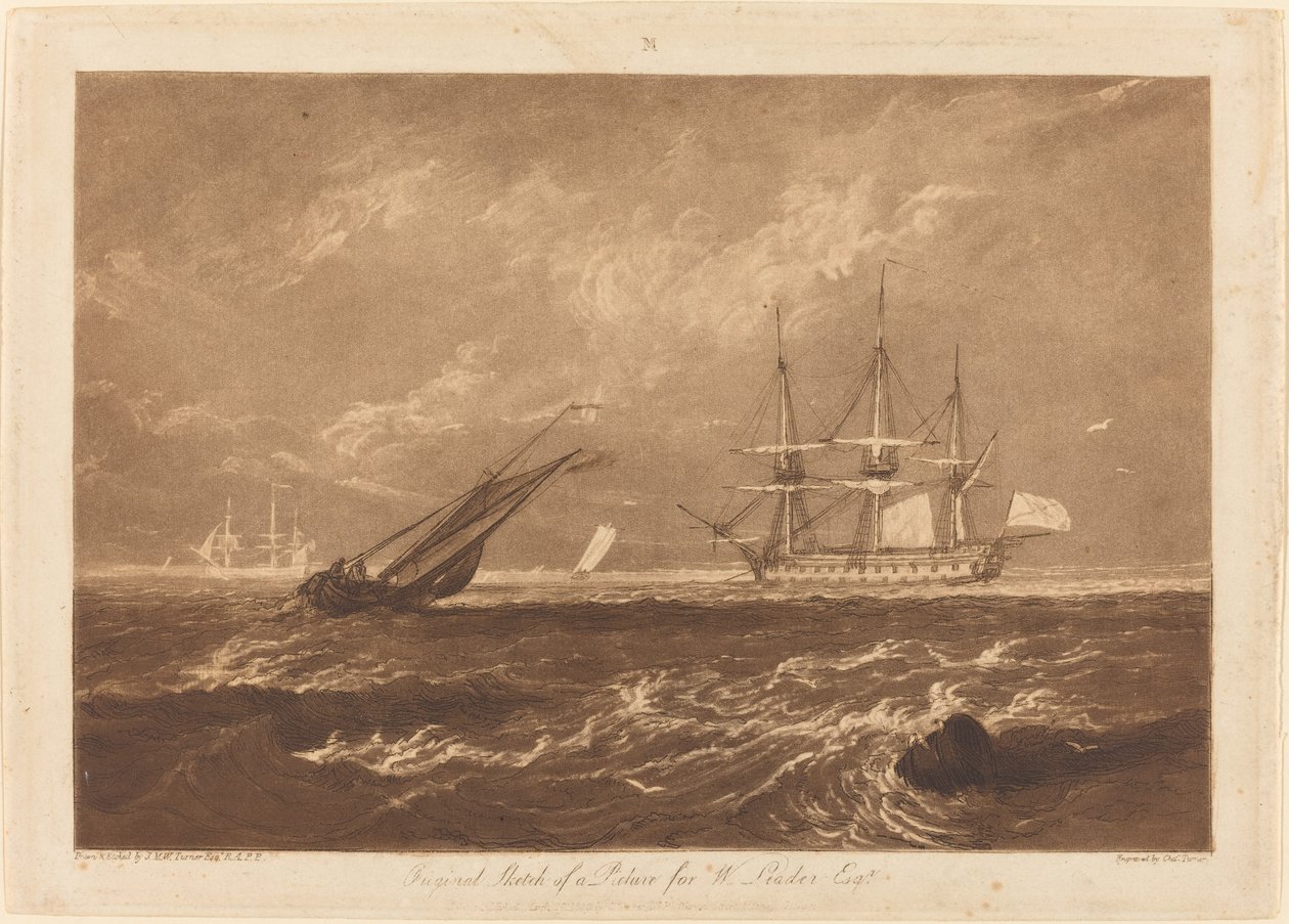 The Leader Sea Piece, julkaistu 1809. tekijältä Joseph Mallord William Turner