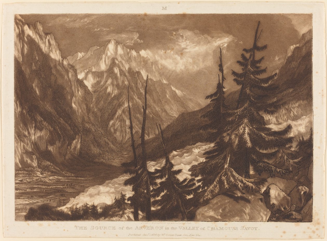 The Source of the Arveron, julkaistu 1816. tekijältä Joseph Mallord William Turner