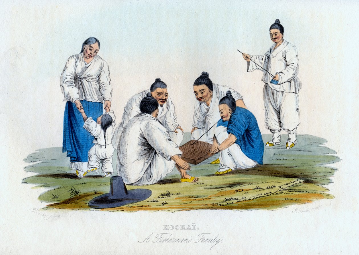 Koorai, kalastajien perhe, 1848. tekijältä J. Bull