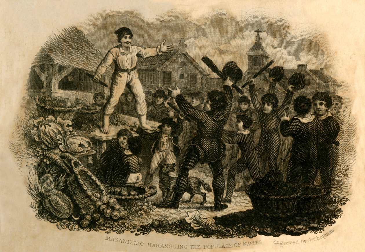 Masaniello Haranguing the Populce of Napolin, 1821. tekijältä J. Chapman