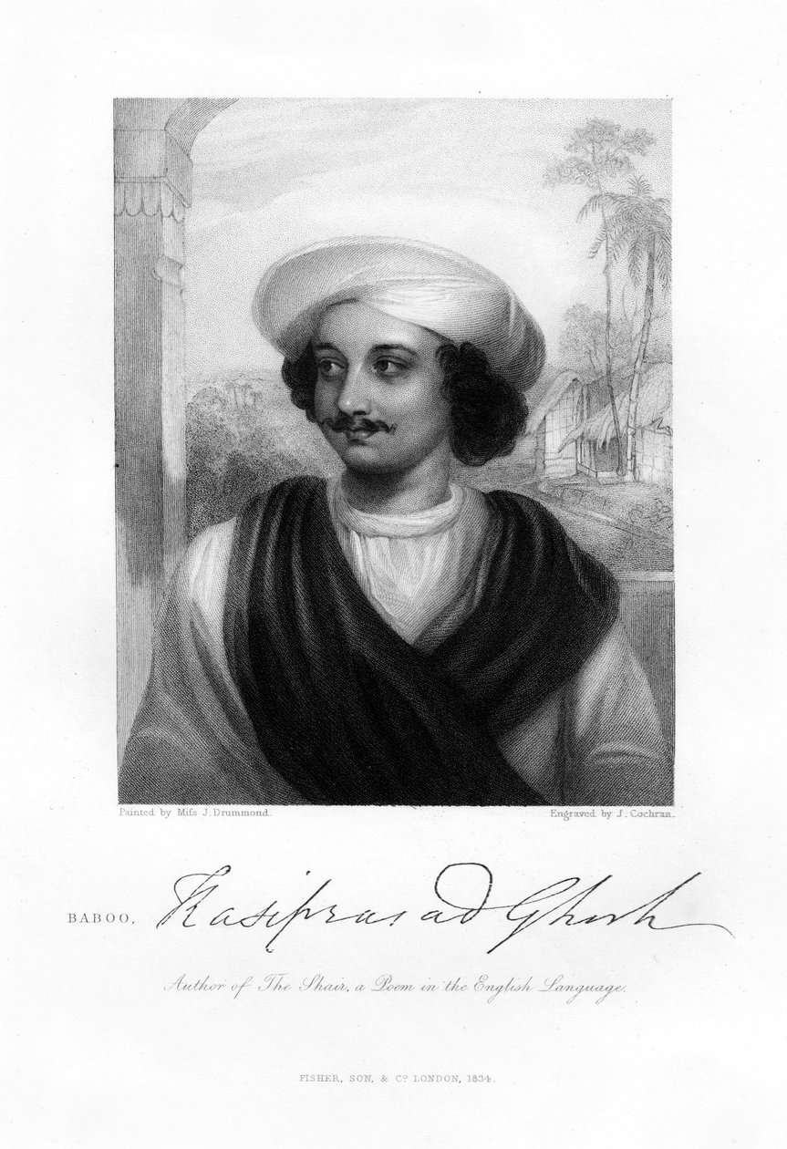 Kasi Das Prasad Ghosh, intialainen runoilija, 1834 tekijältä J. Cochran