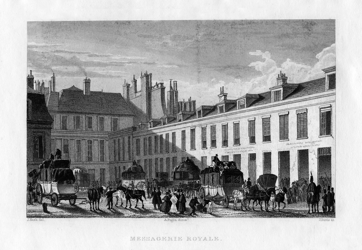 Kuninkaallinen kuriiripalvelu, Pariisi, Ranska, 1829. tekijältä J. Davis