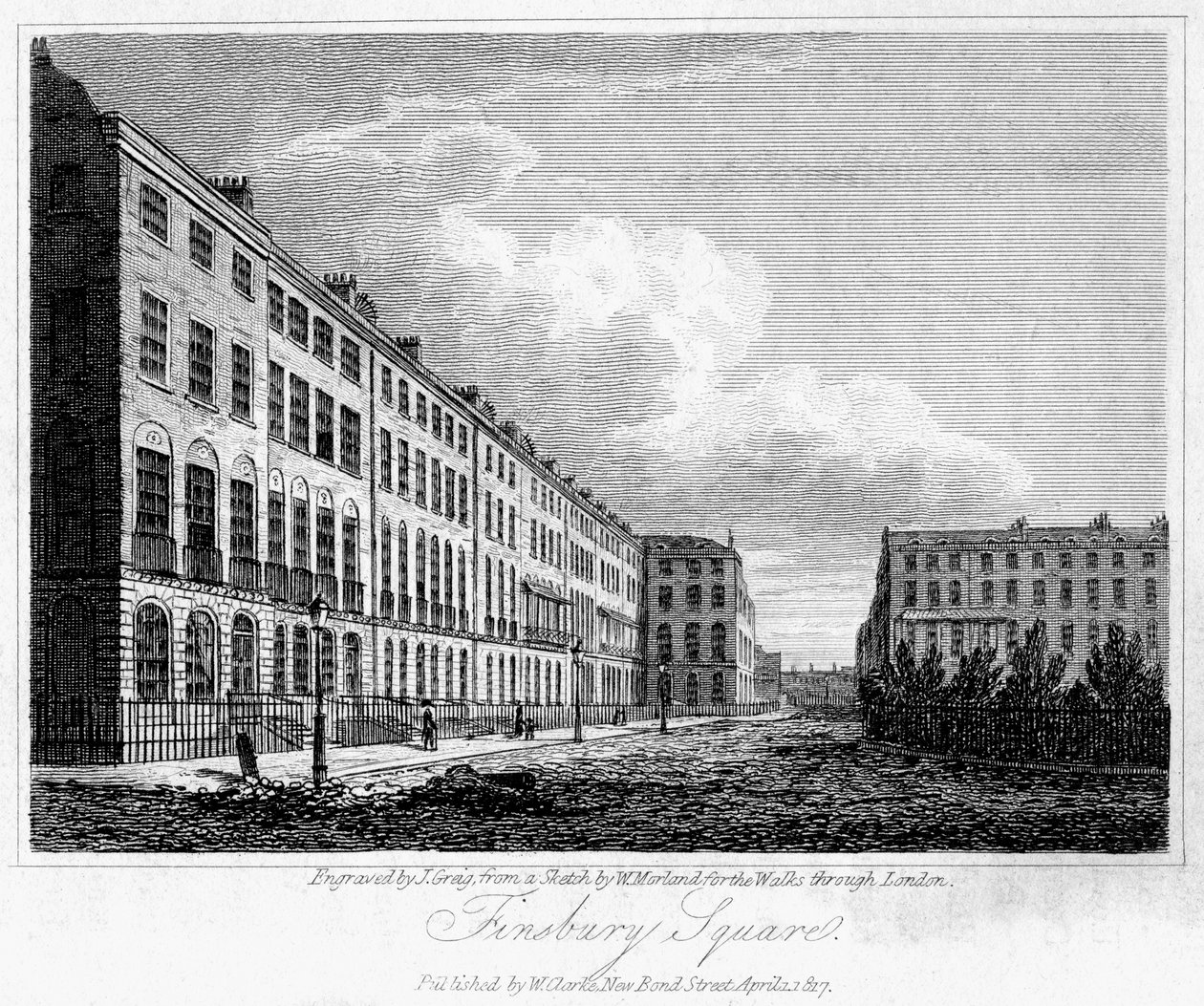 Finsbury Square, Lontoo, 1817. tekijältä J. Greig