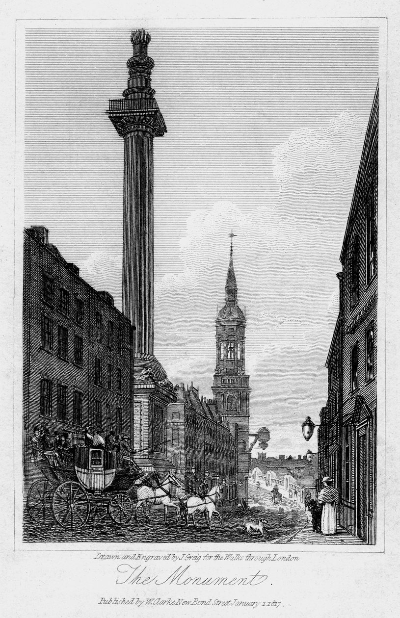 Monumentti, Lontoon kaupunki, 1817. tekijältä J. Greig