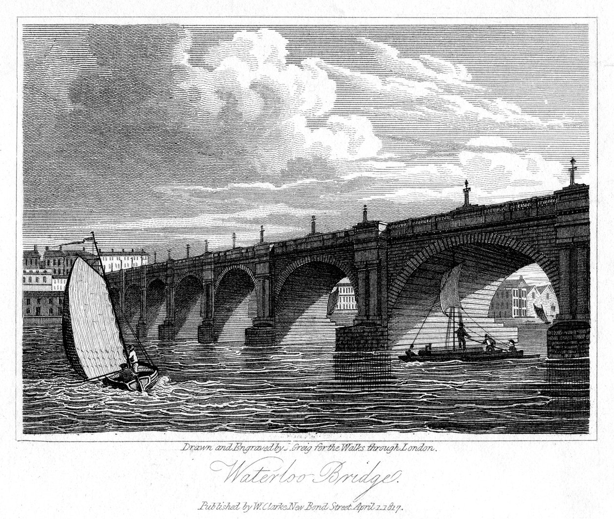 Waterloo Bridge, Lontoo, 1817. tekijältä J. Greig