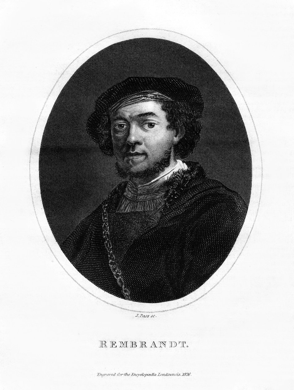 Rembrandt, hollantilainen taidemaalari, 1826 tekijältä J. Pass