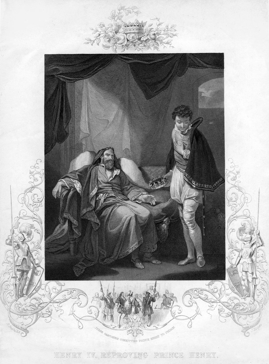 Henrik IV nuhtelee prinssi Henryä, 1800-luku. tekijältä J. Rogers