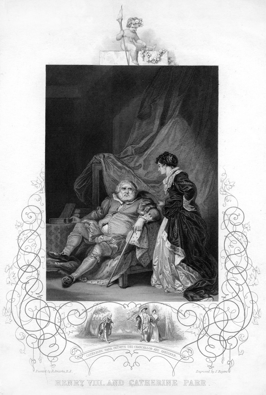 Henry VIII ja Catherine Parr, 1800-luku tekijältä J. Rogers