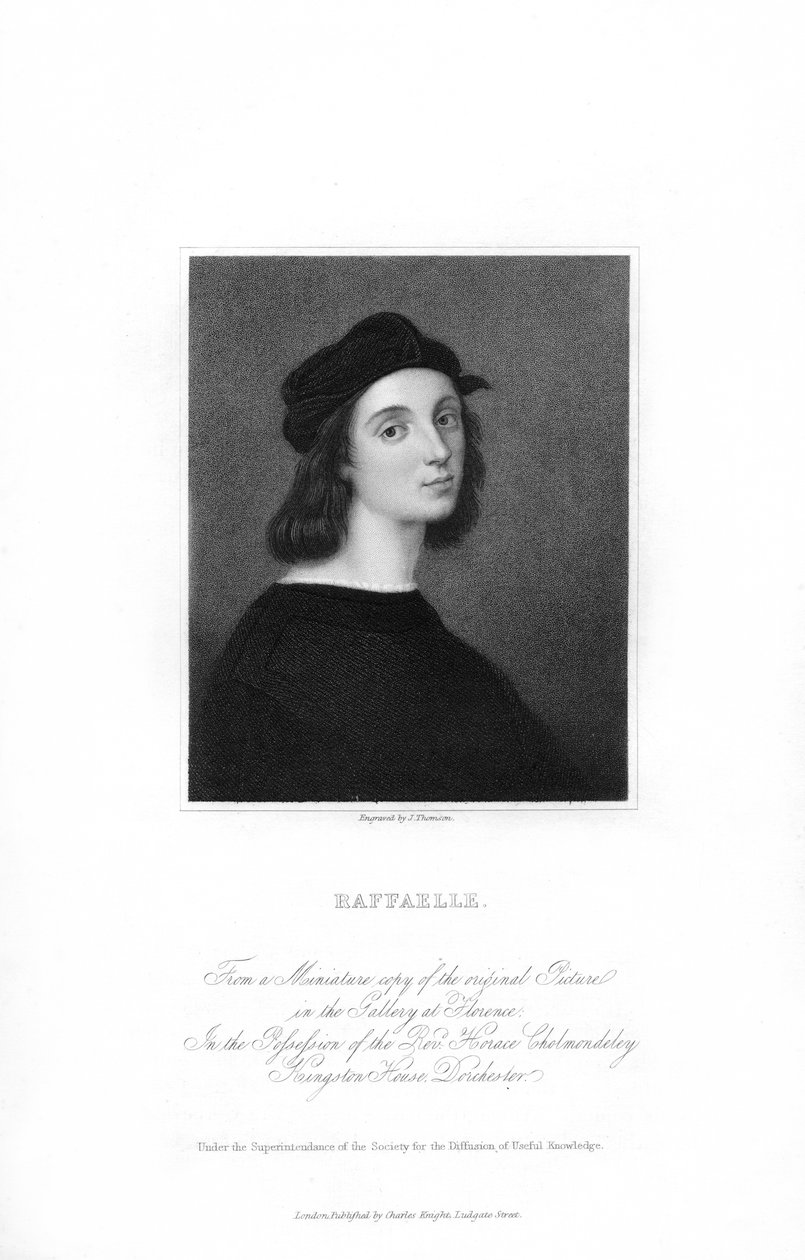 Raphael, italialainen renessanssitaiteilija, v. 1836. tekijältä J. Thomson