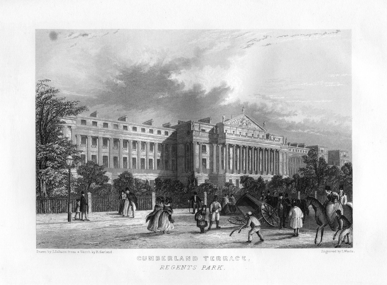 Cumberland Terrace, Regents Park, Lontoo, 1800-luku. tekijältä J. Woods