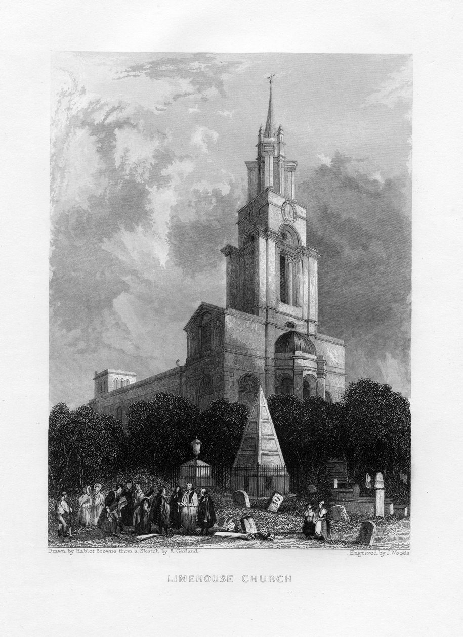 Limehouse Church, Lontoo, 1800-luku. tekijältä J. Woods