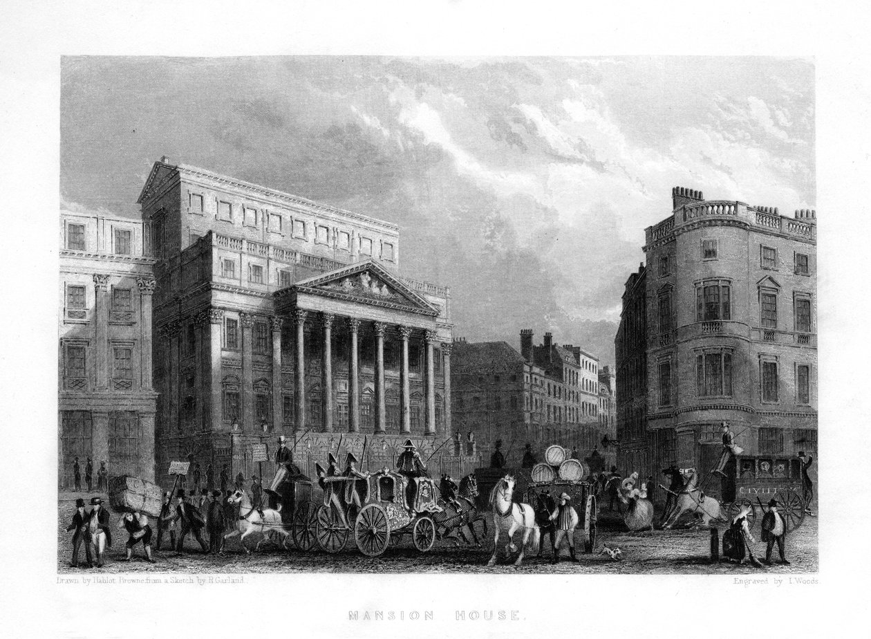 Mansion House, Lontoo, 1800-luku. tekijältä J. Woods