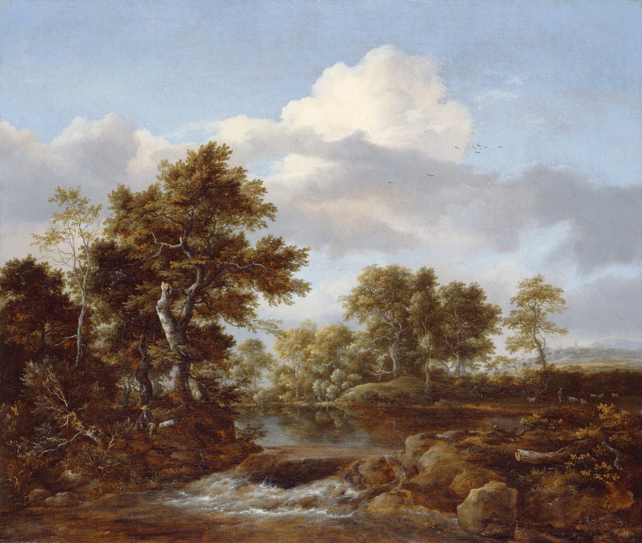 Metsäinen maisema ja virta, n. 1665-68 tekijältä Jacob van Ruisdael