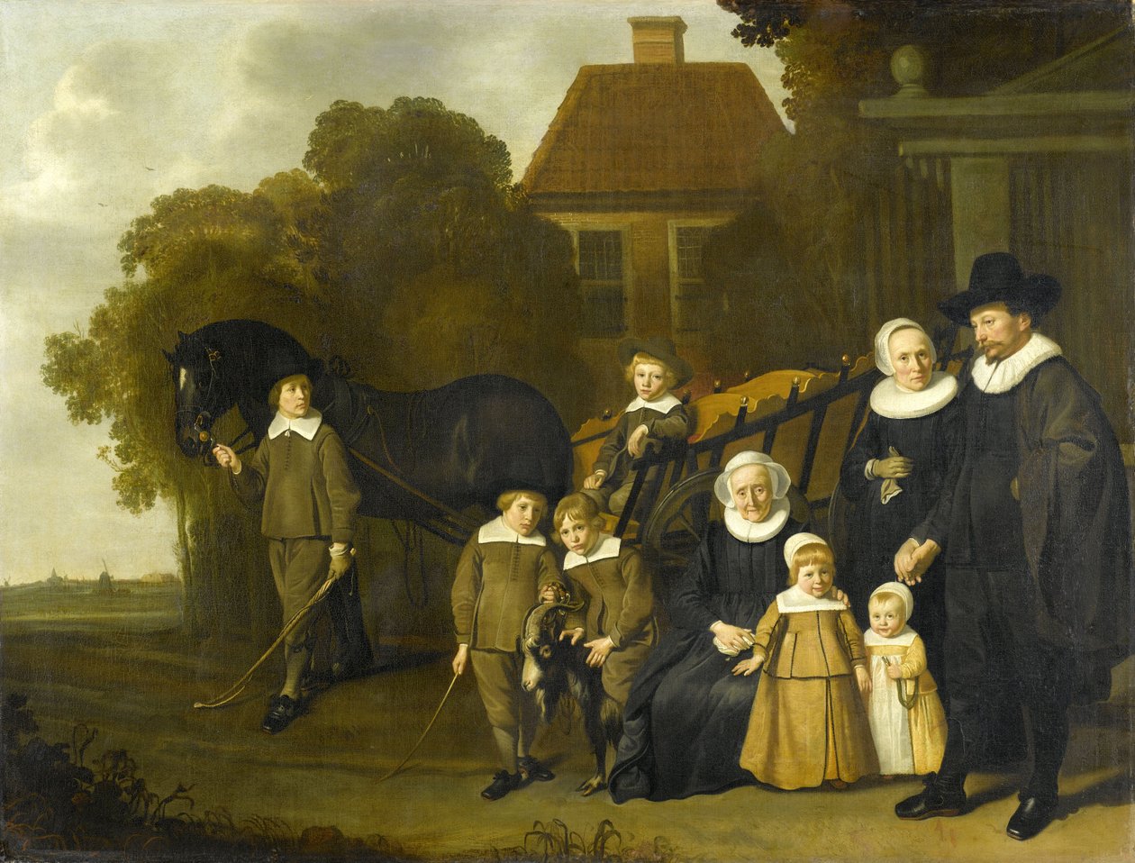 Muotokuva Meebeeck Cruywagen -perheestä lähellä kotikorttiaan Uitwegin lähellä Amsterdamissa tekijältä Jacob van Loo  
