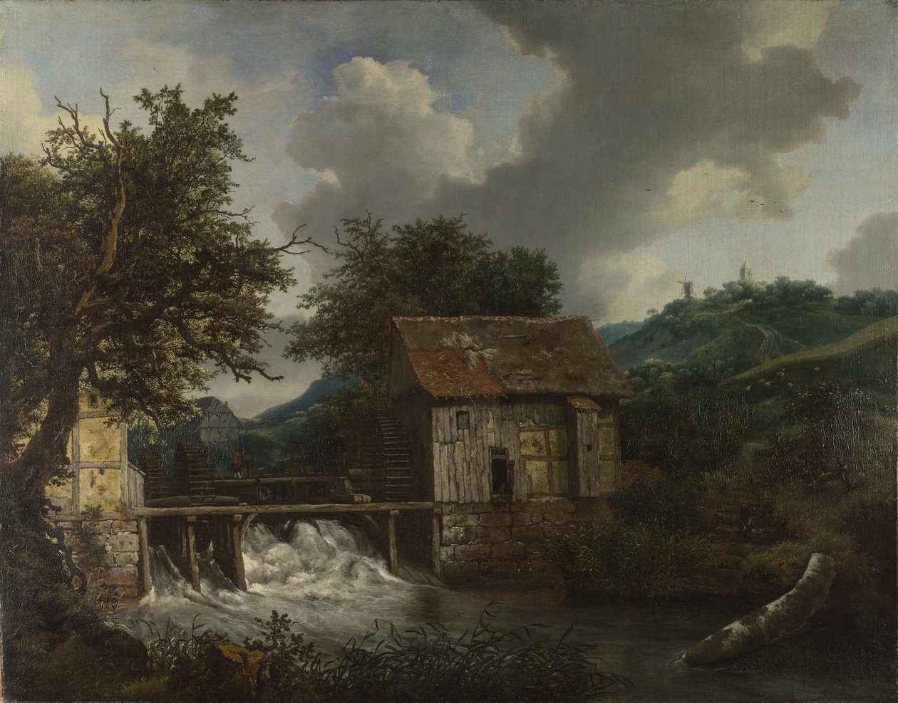 Zwei Wassermühlen und ein offenes Wehr in der Nähe von Singraven tekijältä Jacob van Ruisdael