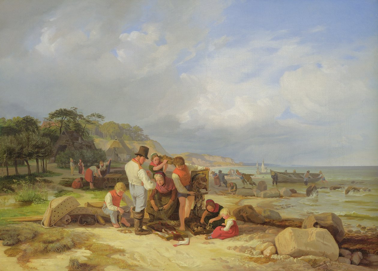 Kalastajat Probsteissa, 1835 (öljy kankaalle) tekijältä Jacob Gensler