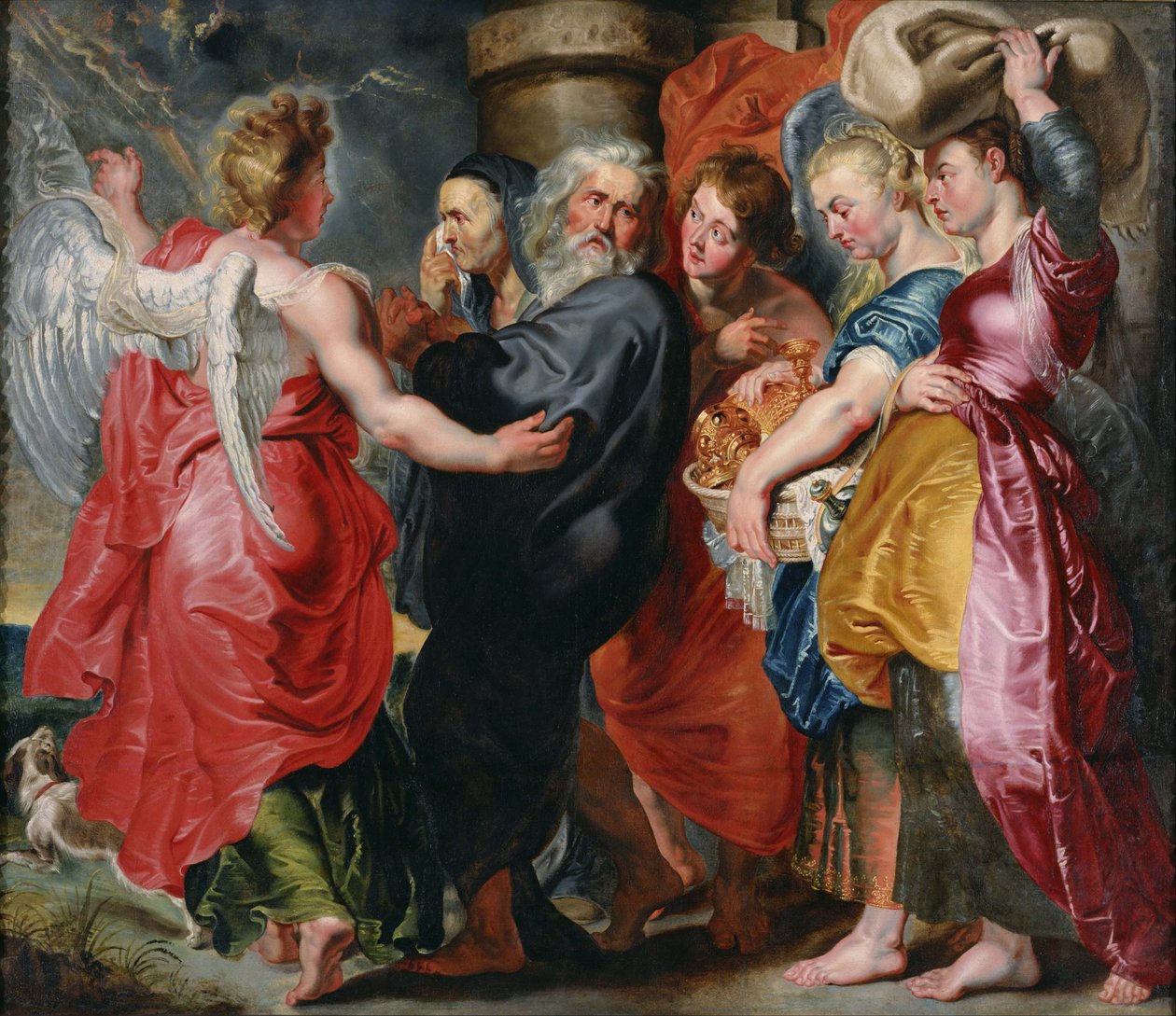 Loot perheineen lähdössä Sodomasta (Rubensin teoksen pohjalta). tekijältä Jacob Jordaens