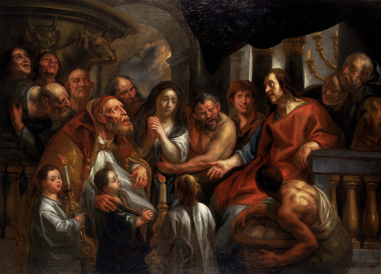 Kristus ja avioton nainen tekijältä Jacob Jordaens