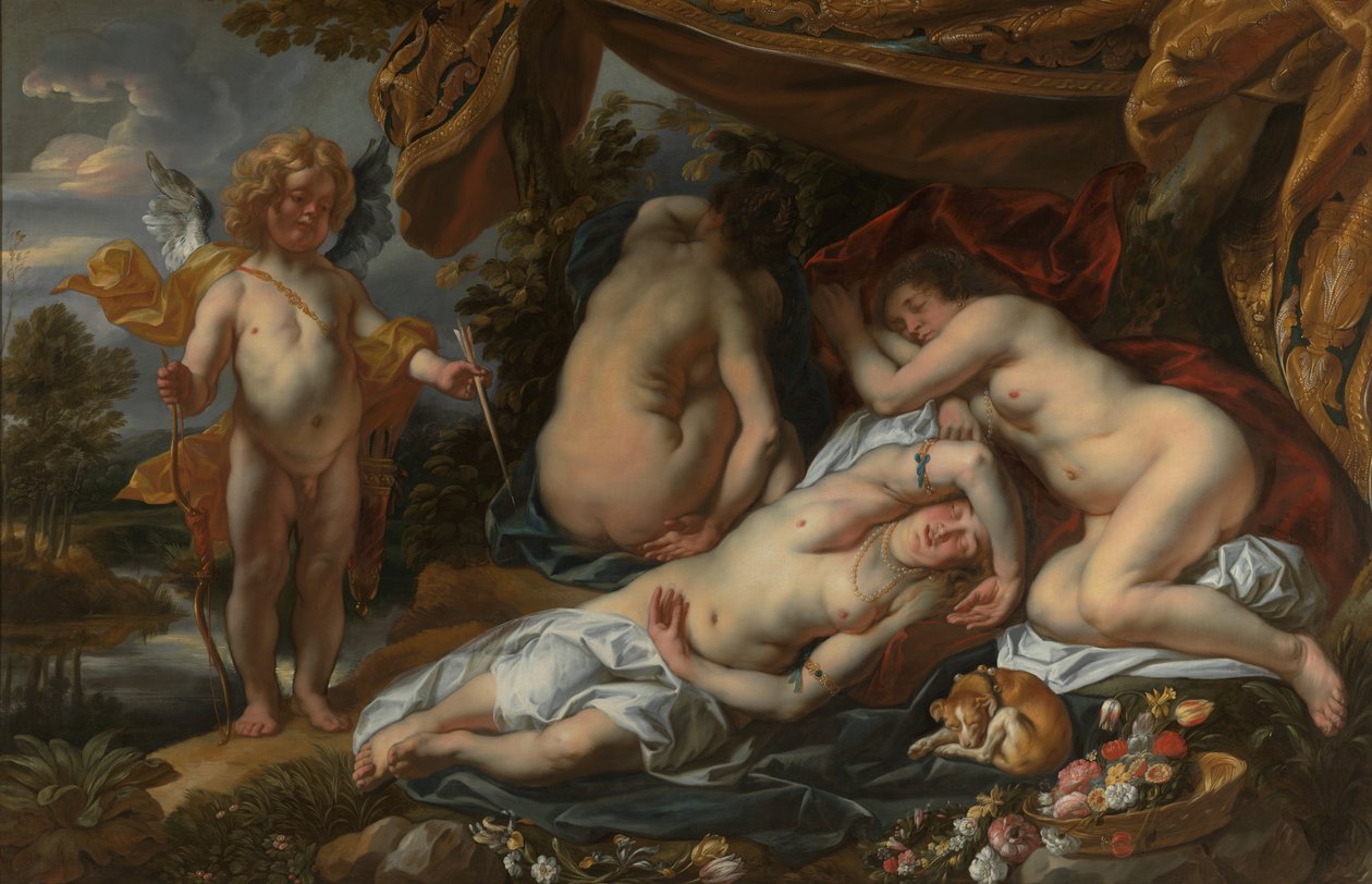 Amor ja Psyche (öljy kankaalle) tekijältä Jacob Jordaens