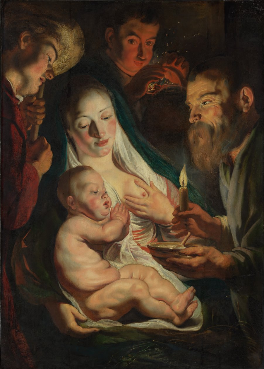Pyhä perhe paimenten kanssa, 1616. tekijältä Jacob Jordaens