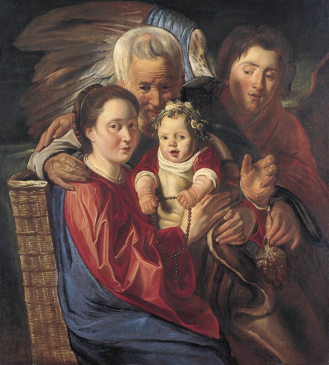 Pyhä perhe enkelin kanssa tekijältä Jacob Jordaens