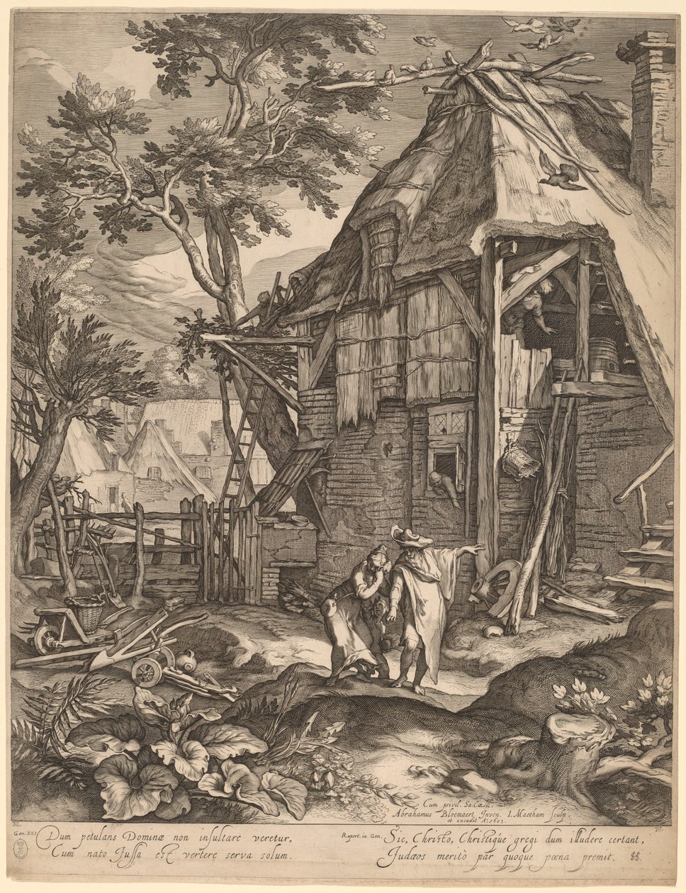Abraham karkottaa Hagarin tekijältä Jacob Matham, after Abraham Bloemaert