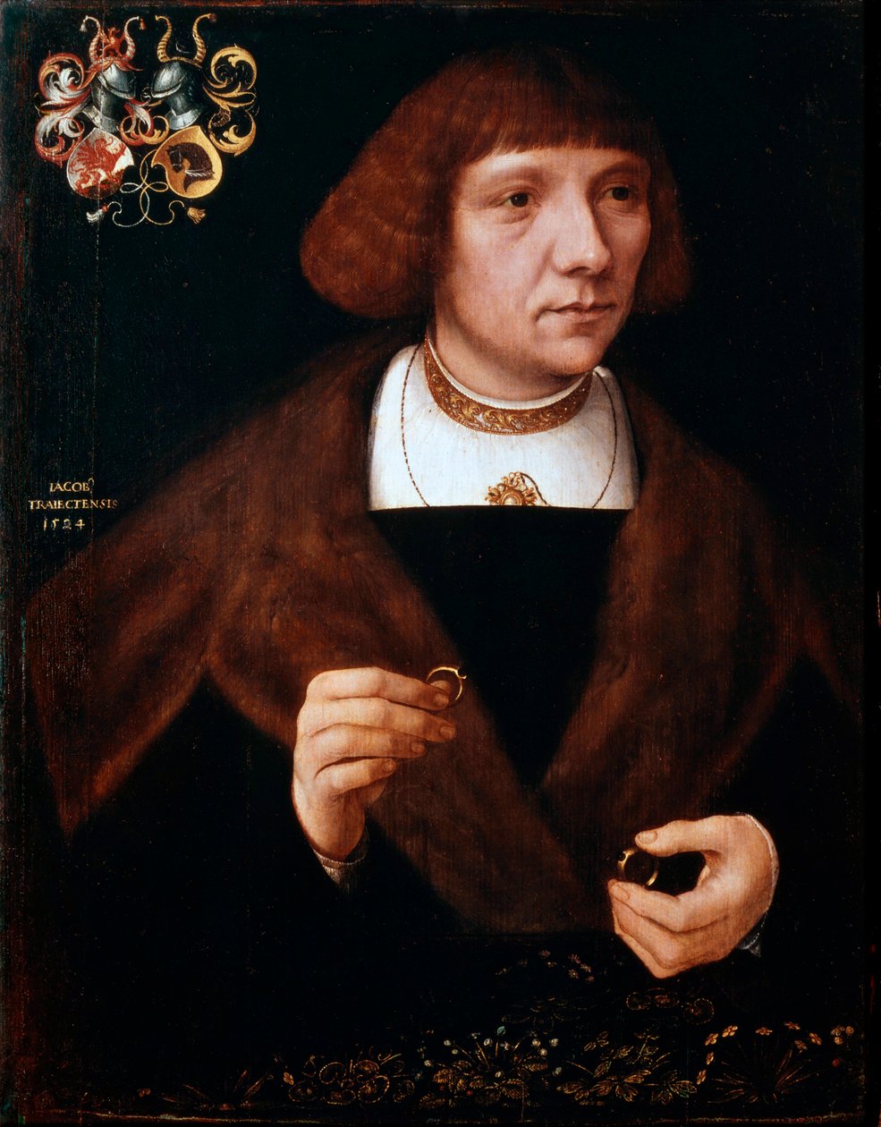 Miesmuotokuva sormuksilla, 1524. tekijältä Jacob van Utrecht