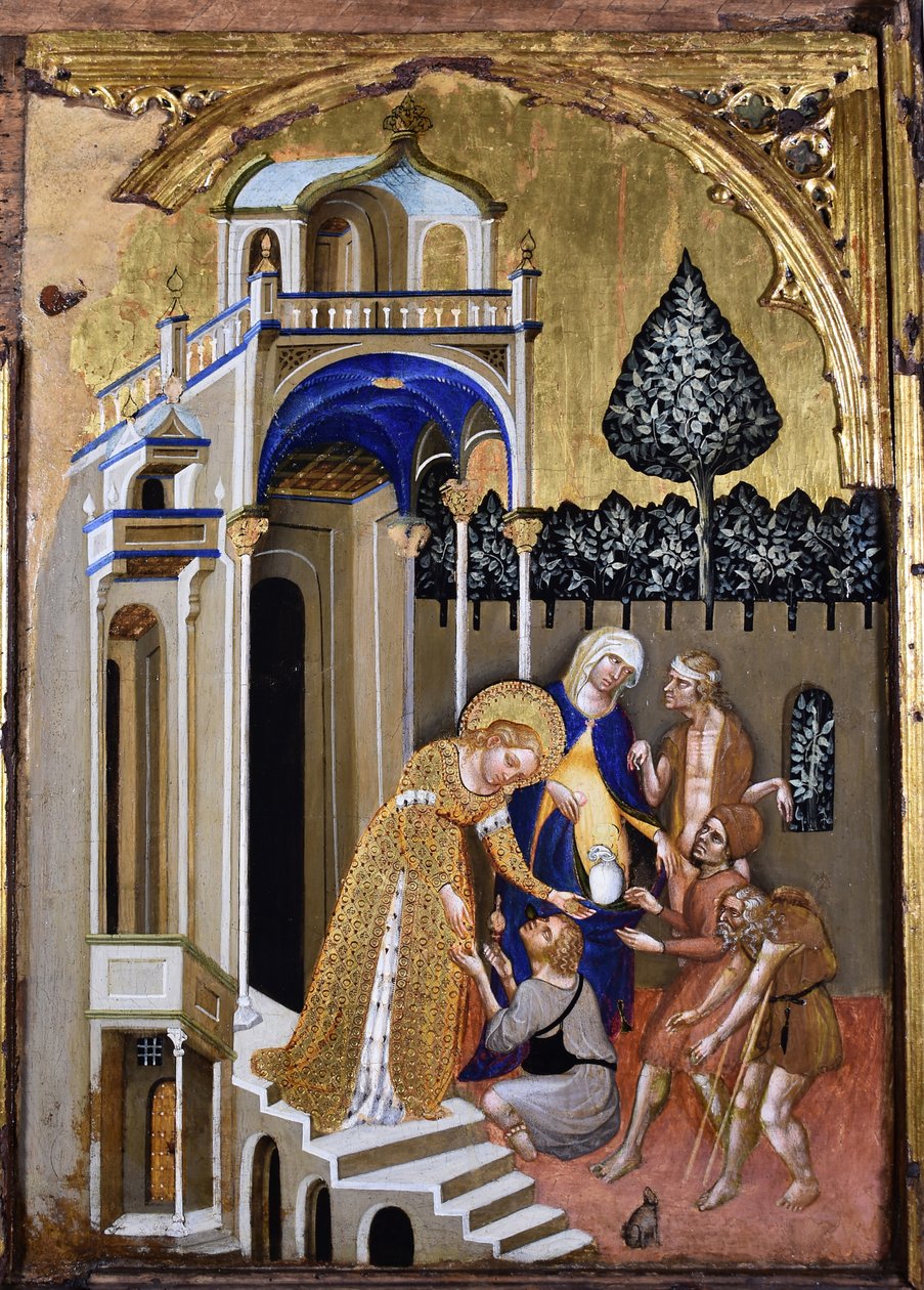 Lucia antaa almua, n. 1410. tekijältä Jacobello del Fiore.