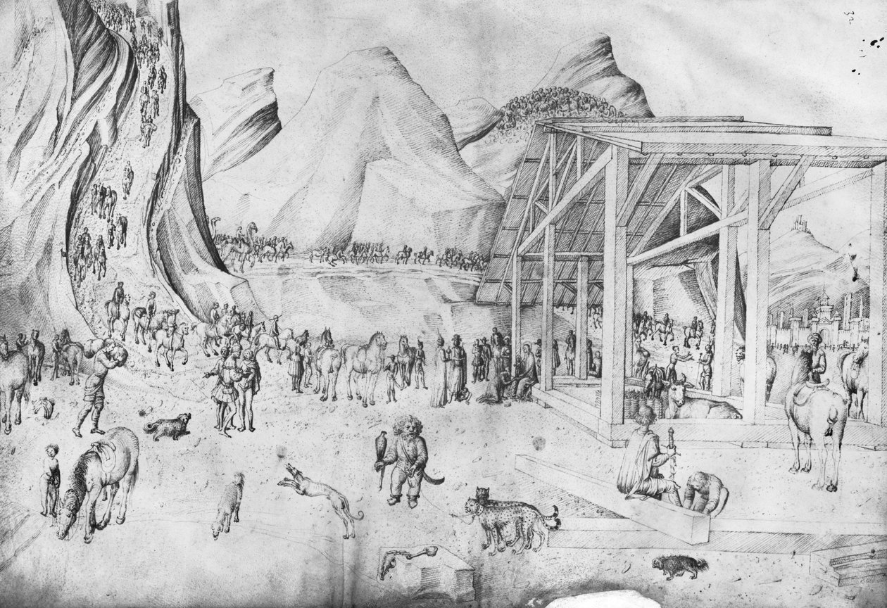 Adoration of the Magi, Jacopo Bellinin piirustusalbumista (kynä ja muste tarranauhalla) tekijältä Jacopo Bellini