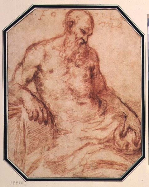 Pyhä Hieronymus (sanguine) tekijältä Jacopo Bassano