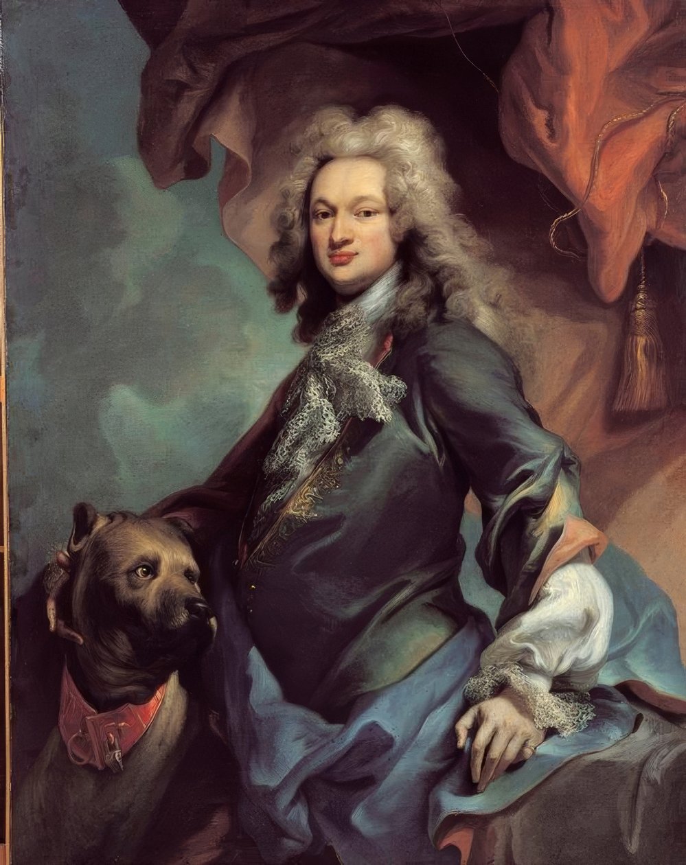 Bildnis eines Herrn mit Dogge tekijältä Jacopo Amigoni