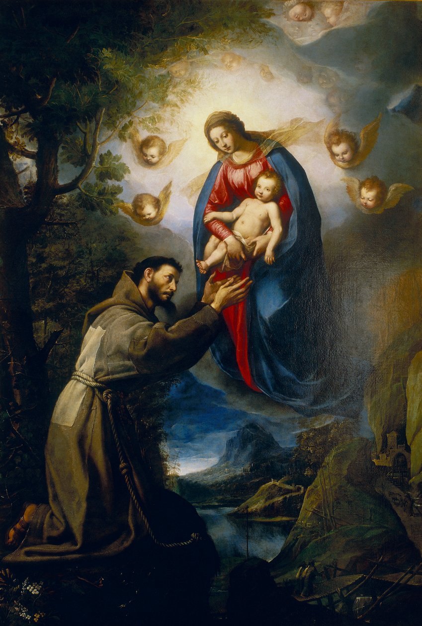 Neitsyt esiintyminen Pyhälle Franciscukselle tekijältä Jacopo Ligozzi