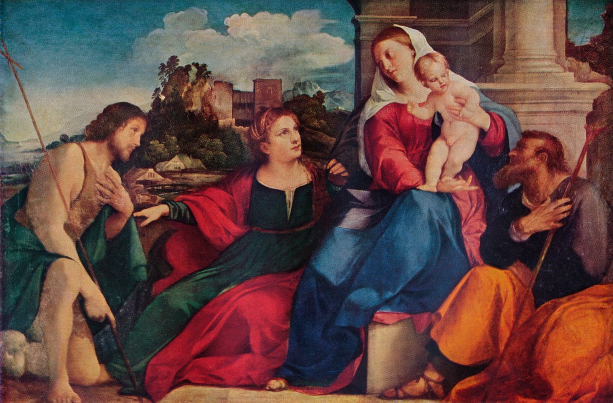 "Pyhä keskustelu", c1525 tekijältä Jacopo Palma il Vecchio