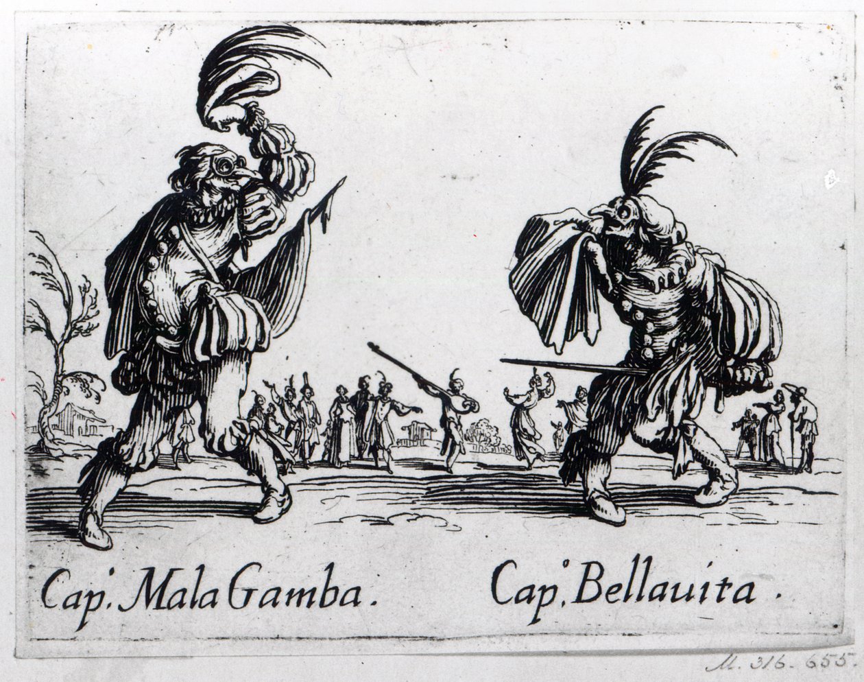 Balli de Sfessania, n. 1622 tekijältä Jacques Callot
