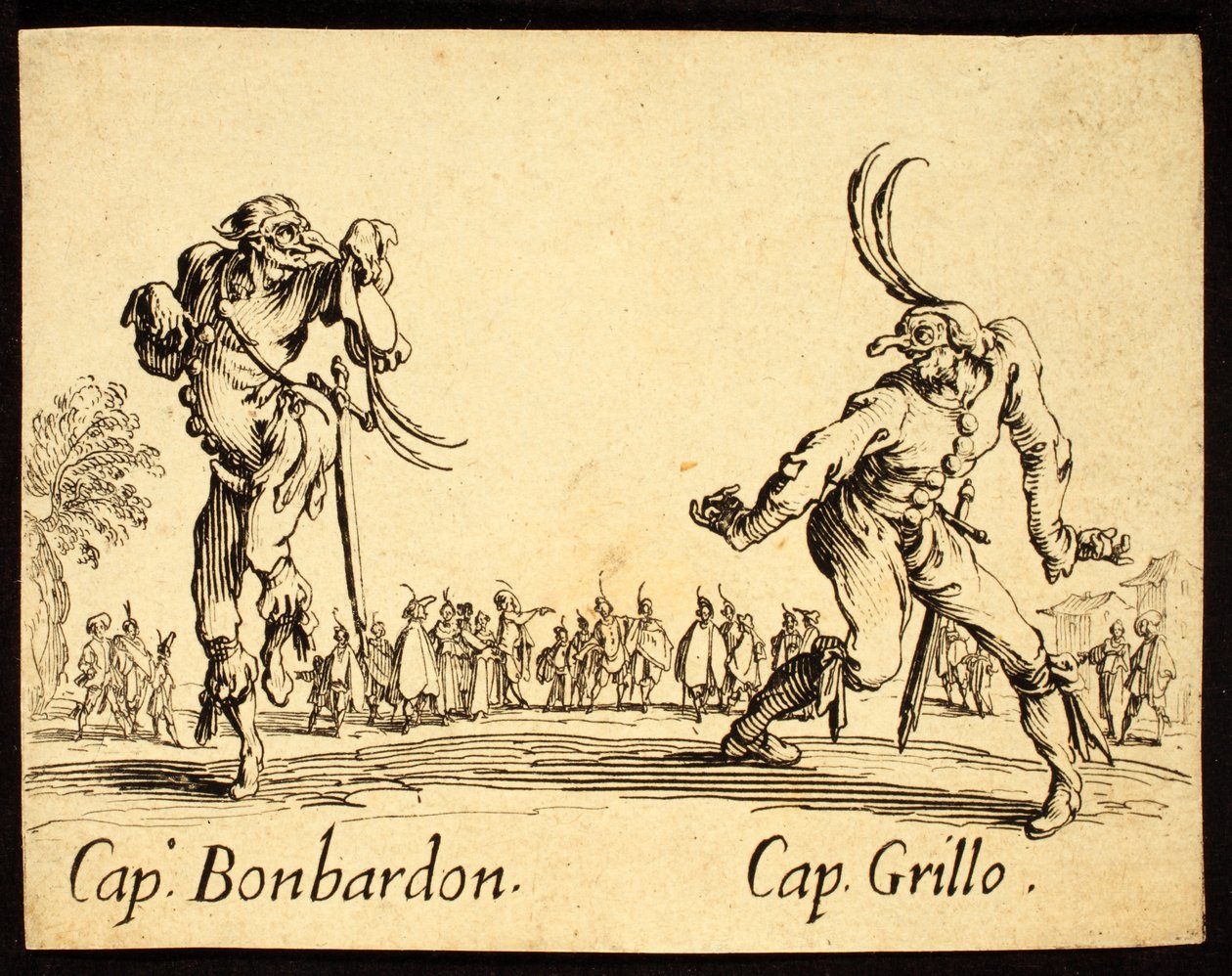 Kapteenit Bonbardon ja Grillo, 1622 tekijältä Jacques Callot