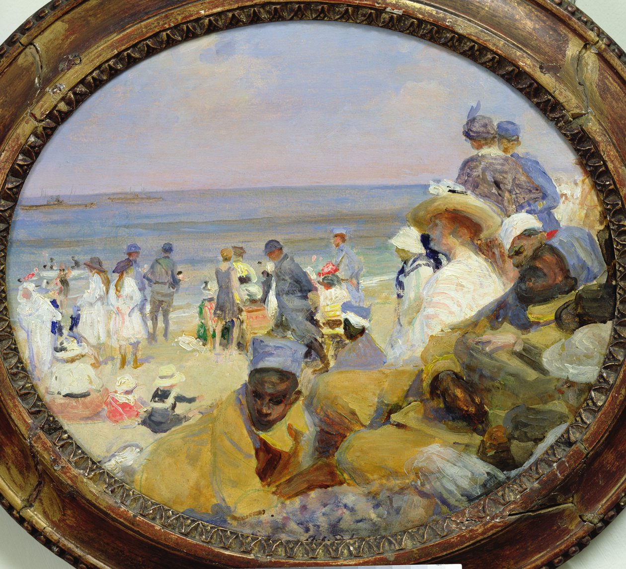 The Beach at Dieppe, 1916 (öljy kortille) tekijältä Jacques Emile Blanche