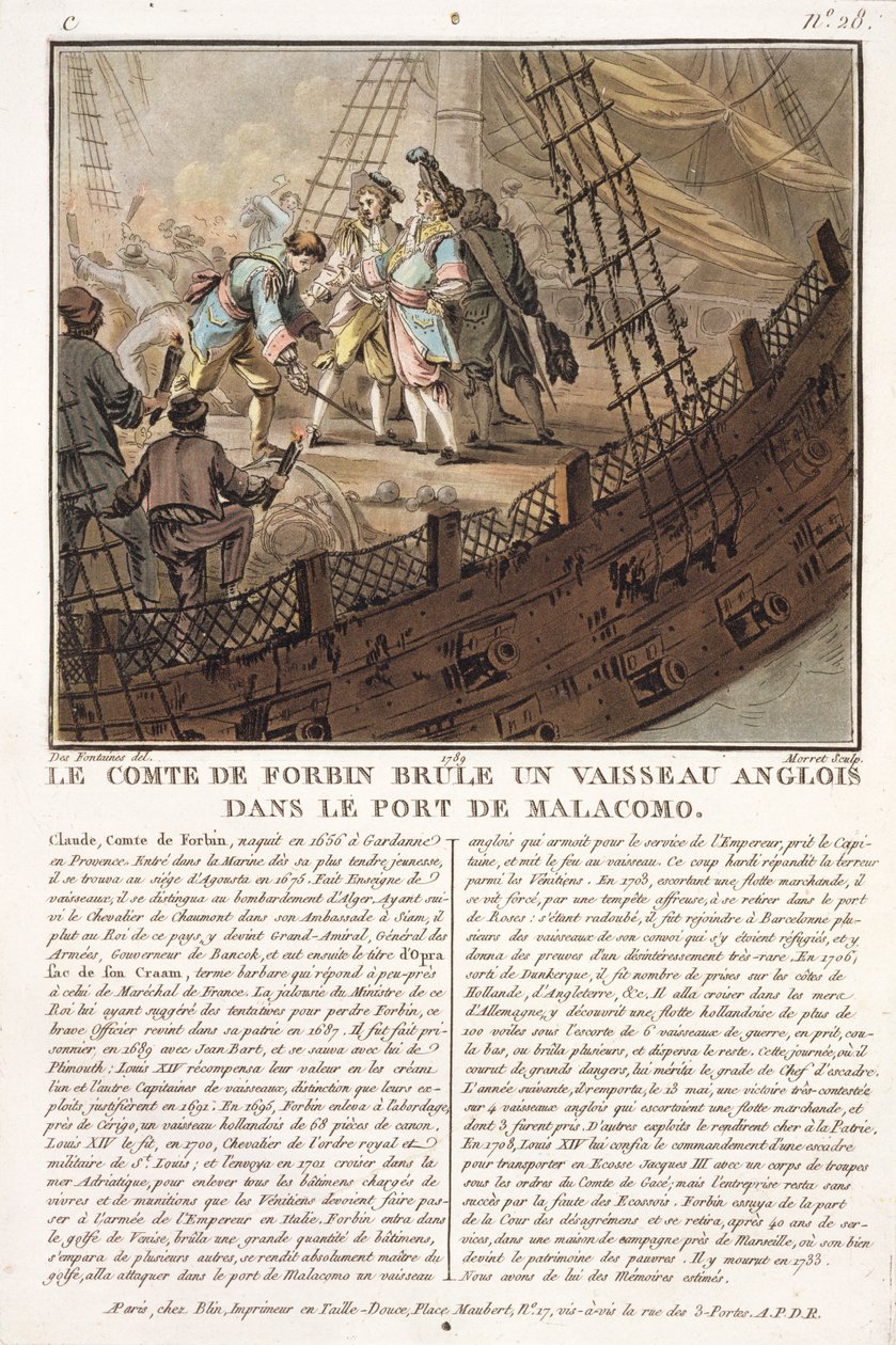 Claude, Comte de Forbin (1656-1733), kaiverrus Jean Baptiste Morret (fl.1790-1820), 1789 tekijältä Jacques Francois Joseph Swebach