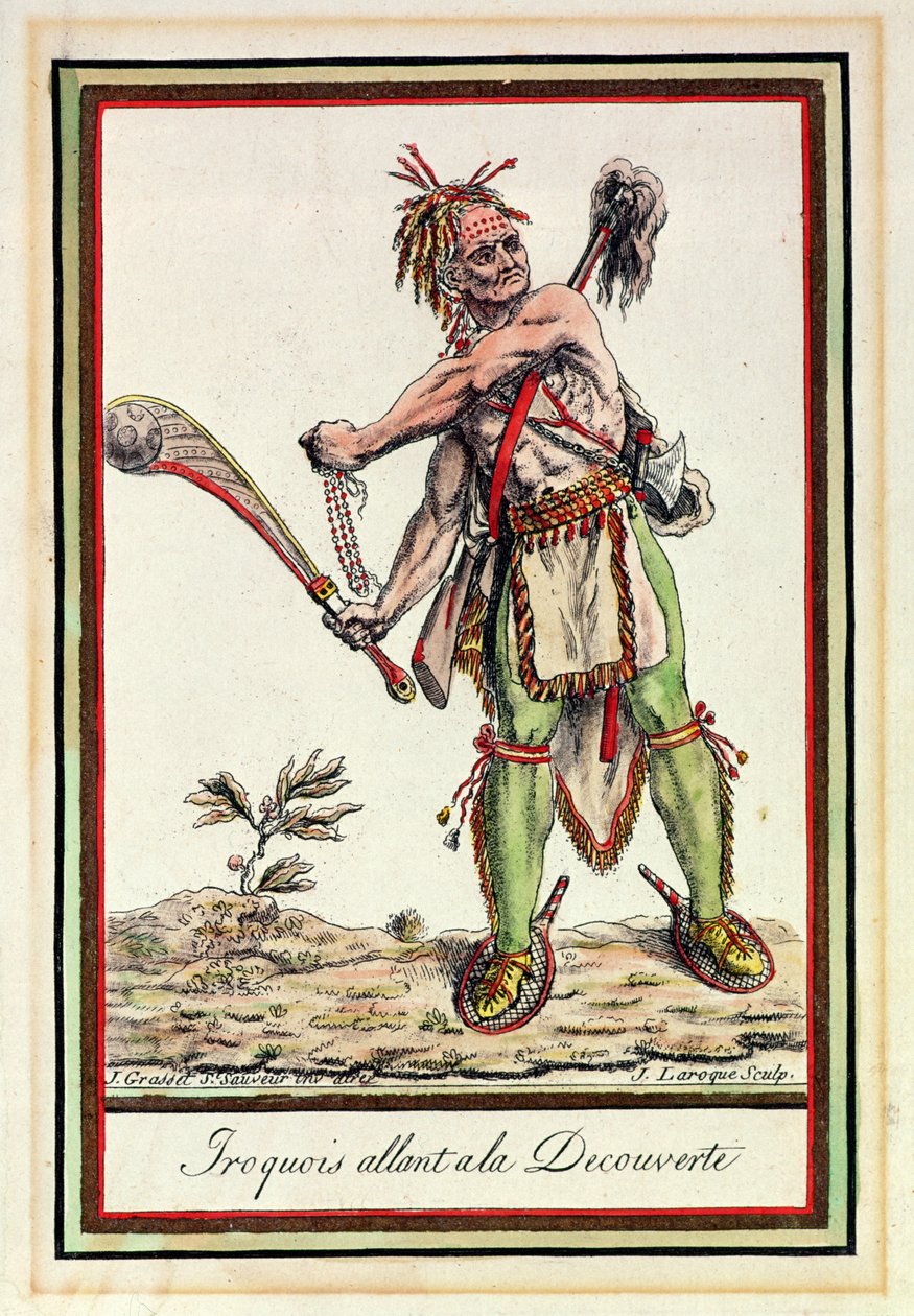 Iroquois Setting Out on an Expedition, kaiverrus J. Laroque tekijältä Jacques Grasset de Saint Sauveur