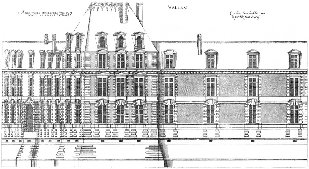 Kaiverrus teoksesta The first volume of the most excellent Bastiments of France (Ranskan erinomaisimmat Bastimentit) tekijältä Jacques I Androuet du Cerceau