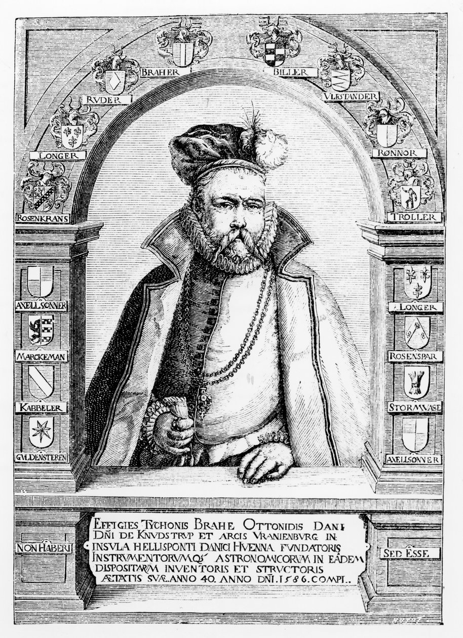 Tycho Brahen (1546-1601) muotokuva kuvitus artikkelista "Tiede ja kirjallisuus keskiajalla ja renessanssilla", kirjoittanut Paul Lacroix, 1878 tekijältä Jacques II de Gheyn