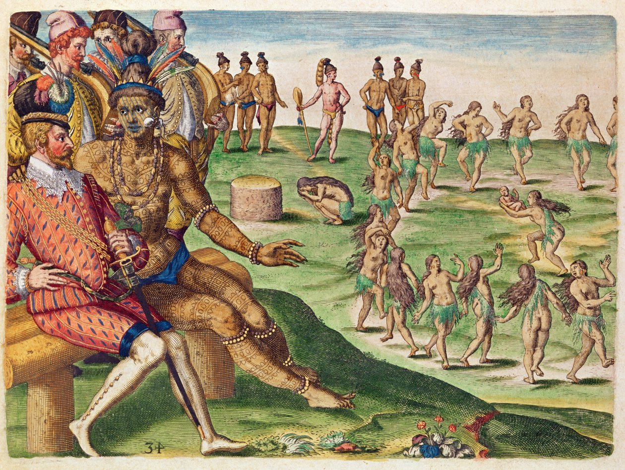 Esikoispojan uhri, teoksesta "Brevis Narratio...", kaiverrettu Theodore de Bryn (1528-98) toimesta, julkaistu Frankfurtissa 1591. tekijältä Jacques Le Moyne
