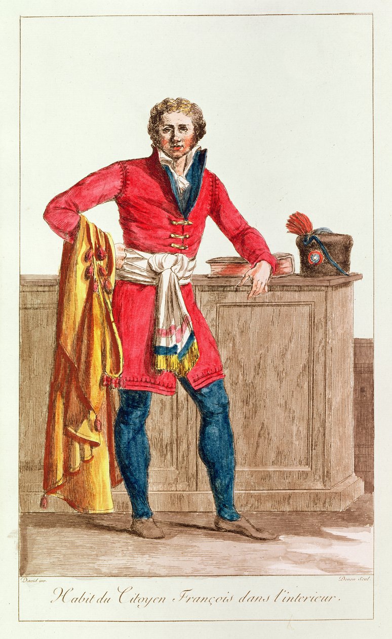 Ranskan kansalaisen siviilipuku sisätiloihin, kaivertaja Vivant Dominique Denon. tekijältä Jacques Louis David