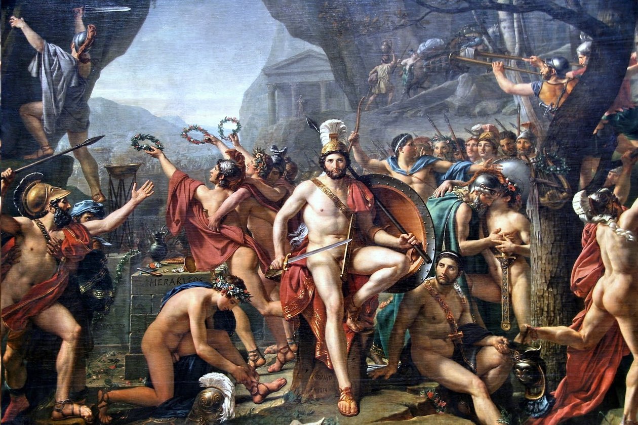 Leonidas Thermopylaeilla tekijältä Jacques Louis David